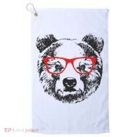 Portrait of Bear with glasses Golf Towel thumb 0