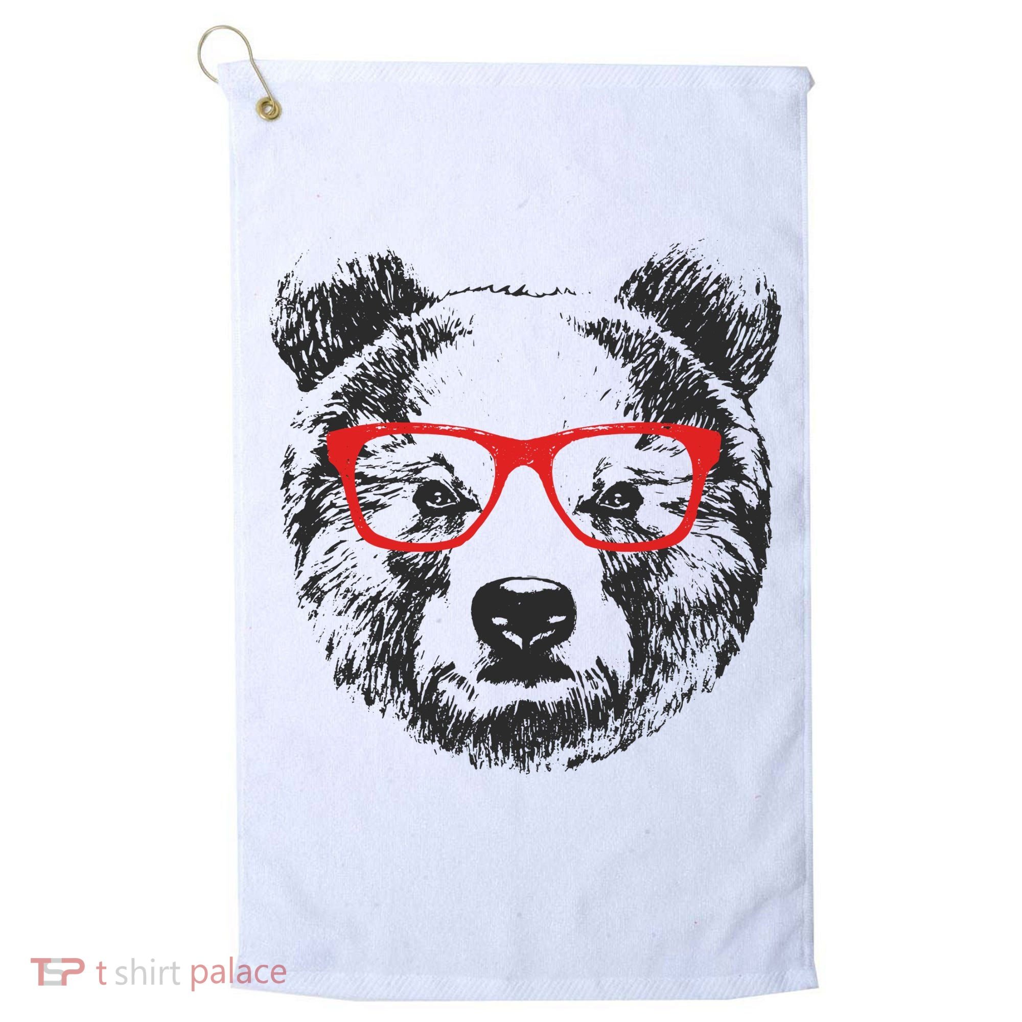 Portrait of Bear with glasses Golf Towel