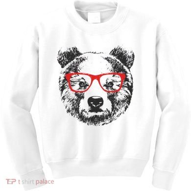 Portrait of Bear with glasses Kids Sweatshirt