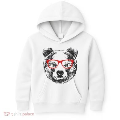 Portrait of Bear with glasses Kids Hoodie