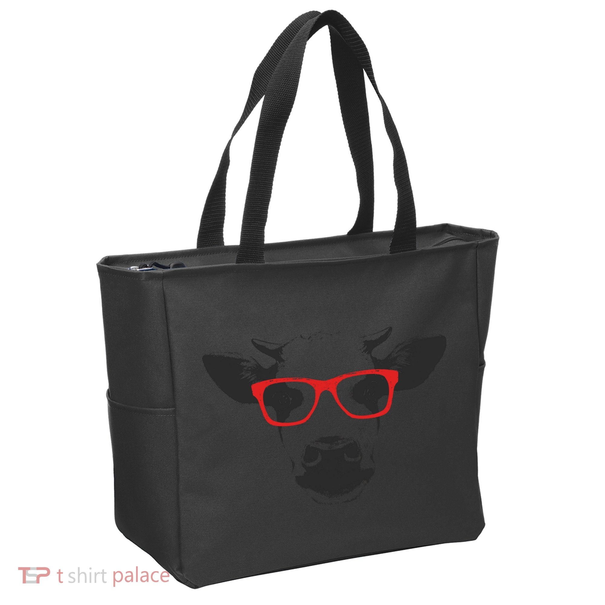 Portrait of Cow with glasses Tote Bag