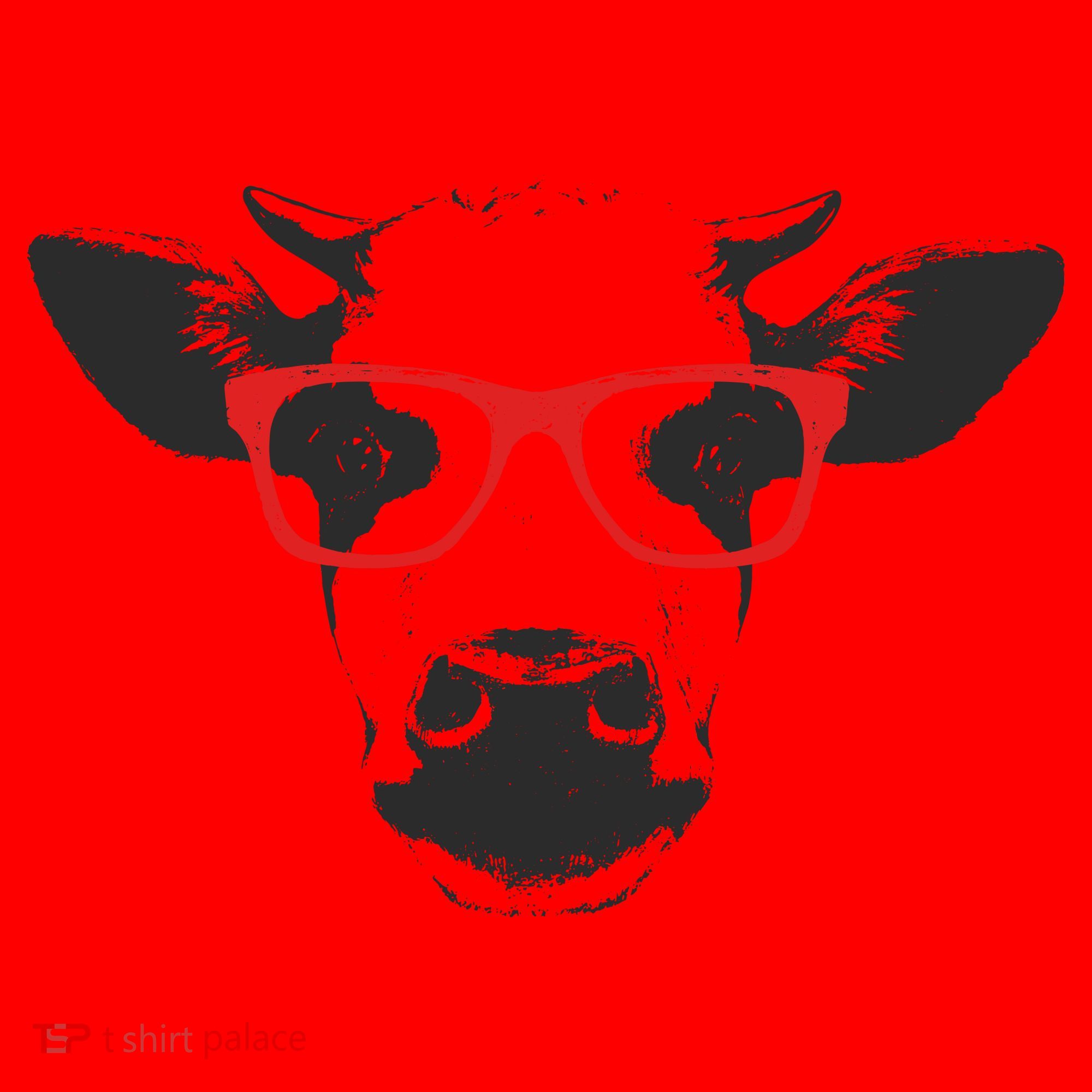 Portrait of Cow with glasses Santa Hat