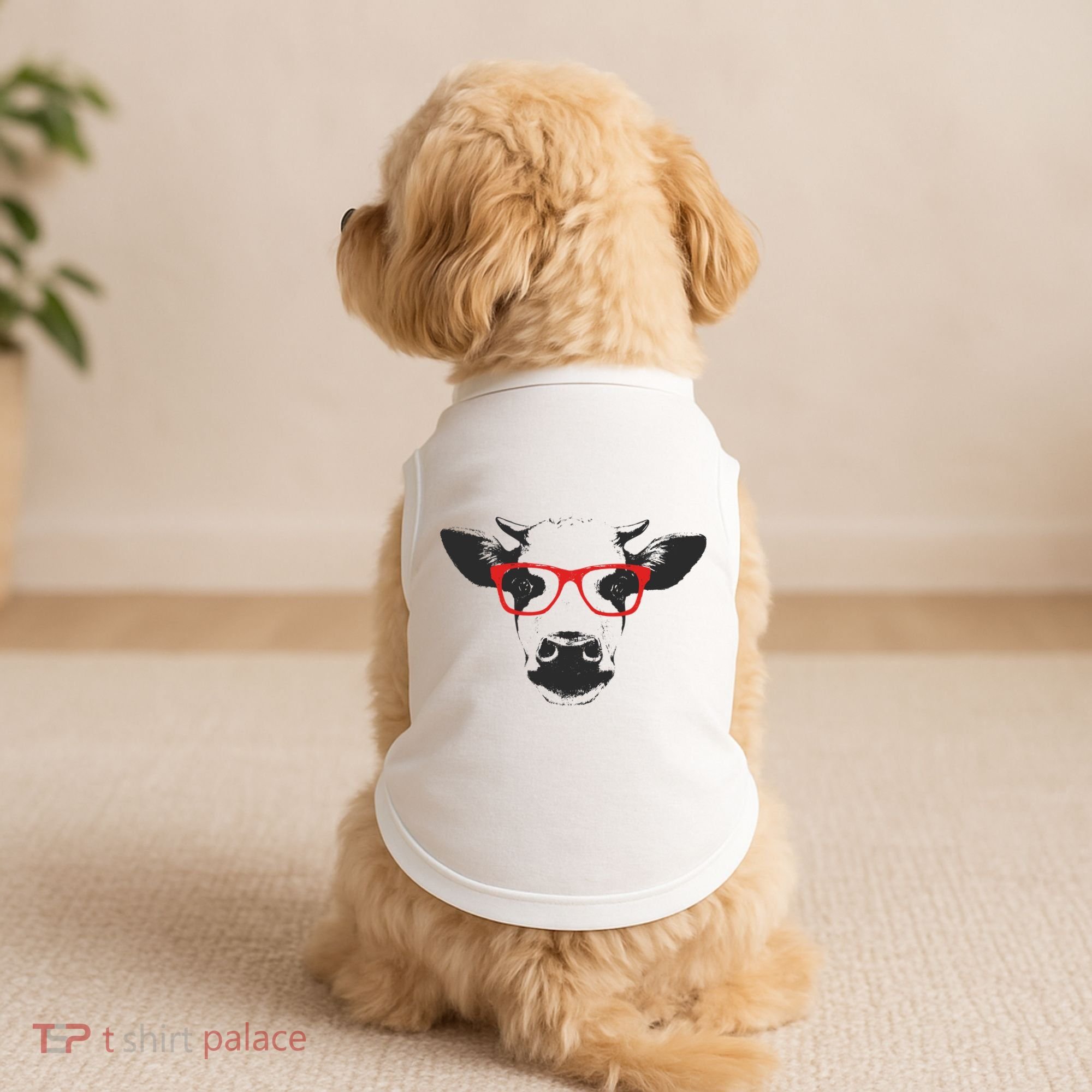 Portrait of Cow with glasses Doggie Tank