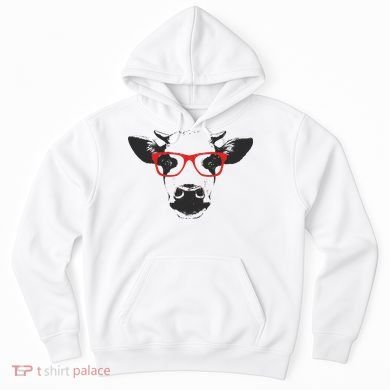Portrait of Cow with glasses Hoodie
