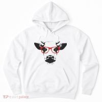 Portrait of Cow with glasses Hoodie thumb 0