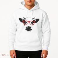 Portrait of Cow with glasses Hoodie thumb 2