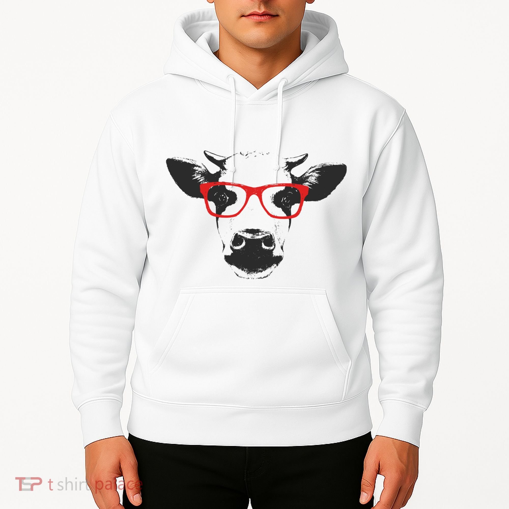 Portrait of Cow with glasses Hoodie