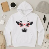 Portrait of Cow with glasses Hoodie thumb 3