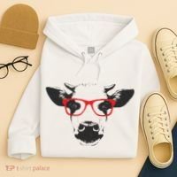 Portrait of Cow with glasses Hoodie thumb 4