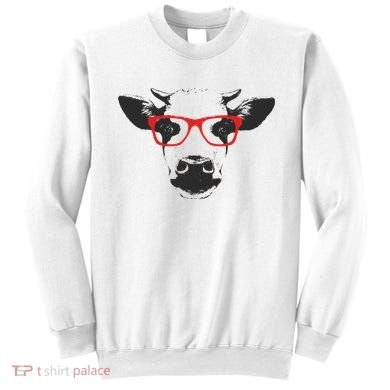 Portrait of Cow with glasses Sweatshirt