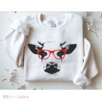 Portrait of Cow with glasses Sweatshirt thumb 2