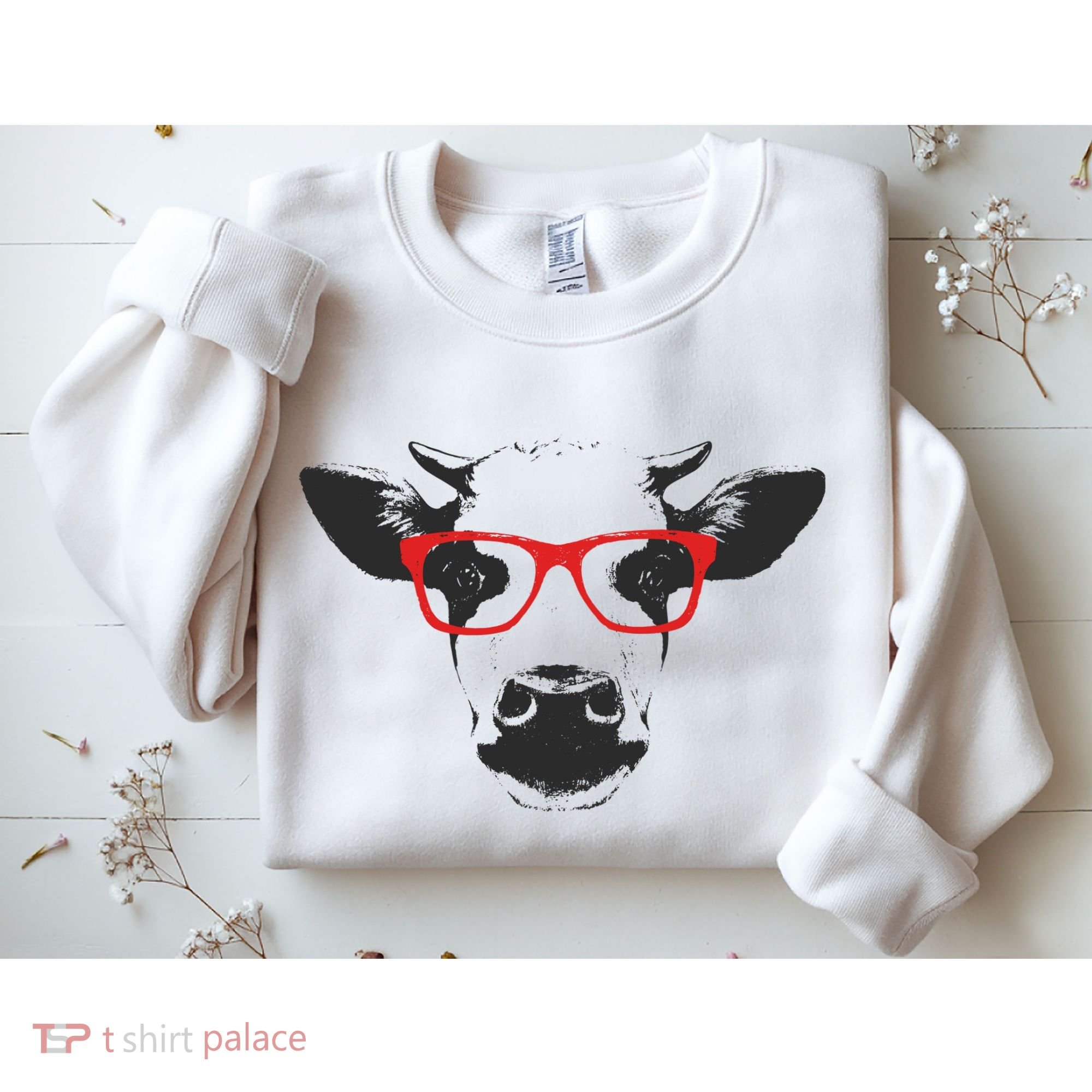 Portrait of Cow with glasses Sweatshirt