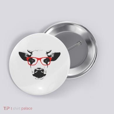 Portrait of Cow with glasses Button