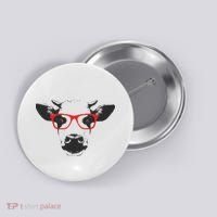 Portrait of Cow with glasses Button thumb 0