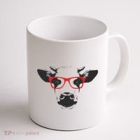 Portrait of Cow with glasses Coffee Mug thumb 1