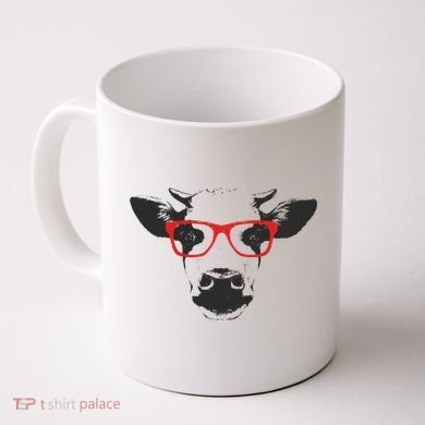 Portrait of Cow with glasses Coffee Mug
