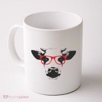 Portrait of Cow with glasses Coffee Mug thumb 0