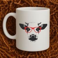 Portrait of Cow with glasses Coffee Mug thumb 2