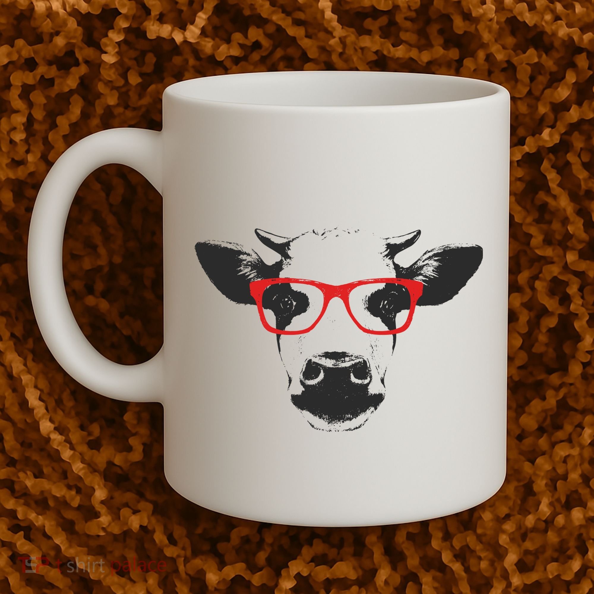 Portrait of Cow with glasses Coffee Mug