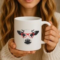 Portrait of Cow with glasses Coffee Mug thumb 3