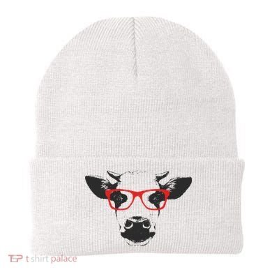 Portrait of Cow with glasses Beanie