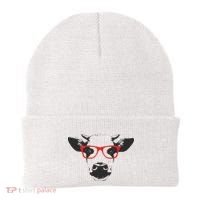 Portrait of Cow with glasses Beanie thumb 0