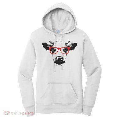 Portrait of Cow with glasses Women's Hoodie