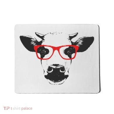 Portrait of Cow with glasses Mousepad
