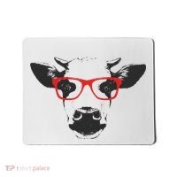 Portrait of Cow with glasses Mousepad thumb 0