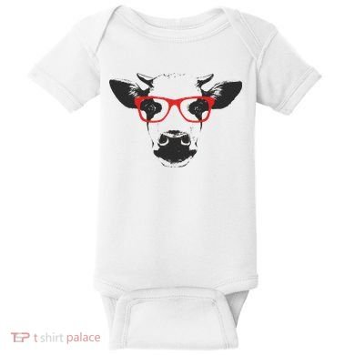 Portrait of Cow with glasses Baby Bodysuit
