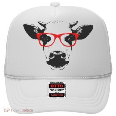 Portrait of Cow with glasses Hat