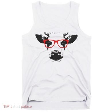 Portrait of Cow with glasses Tank Top