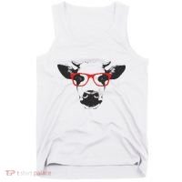 Portrait of Cow with glasses Tank Top thumb 0