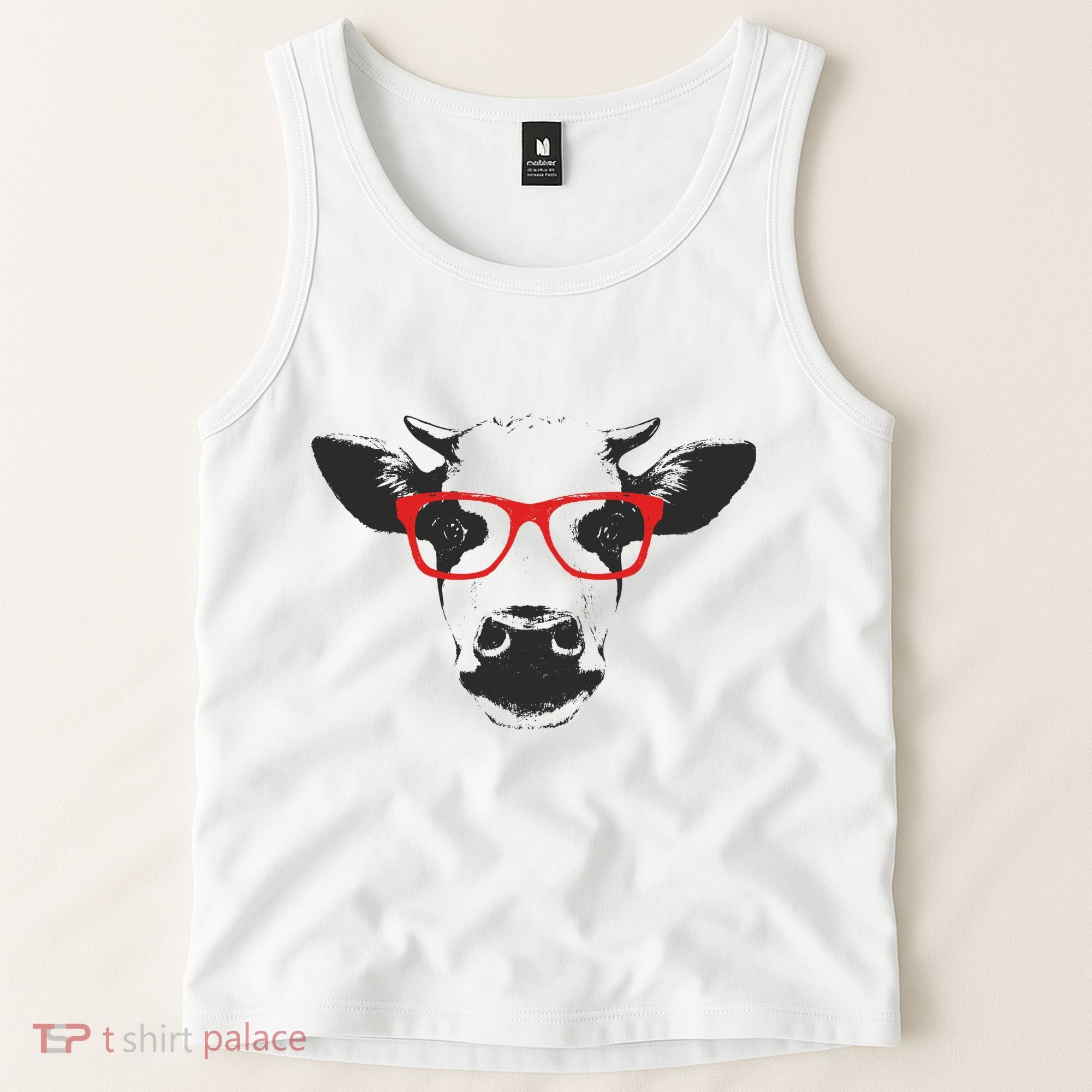 Portrait of Cow with glasses Tank Top