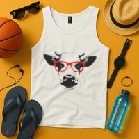 Portrait of Cow with glasses Tank Top thumb 4