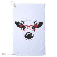 Portrait of Cow with glasses Golf Towel thumb 0