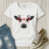 Portrait of Cow with glasses Women's T-Shirt thumb 3