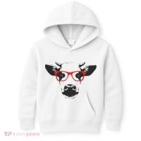 Portrait of Cow with glasses Kids Hoodie thumb 0