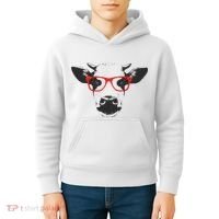 Portrait of Cow with glasses Kids Hoodie thumb 4