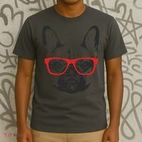 Portrait of French Bulldog with glasses T-Shirt thumb 3