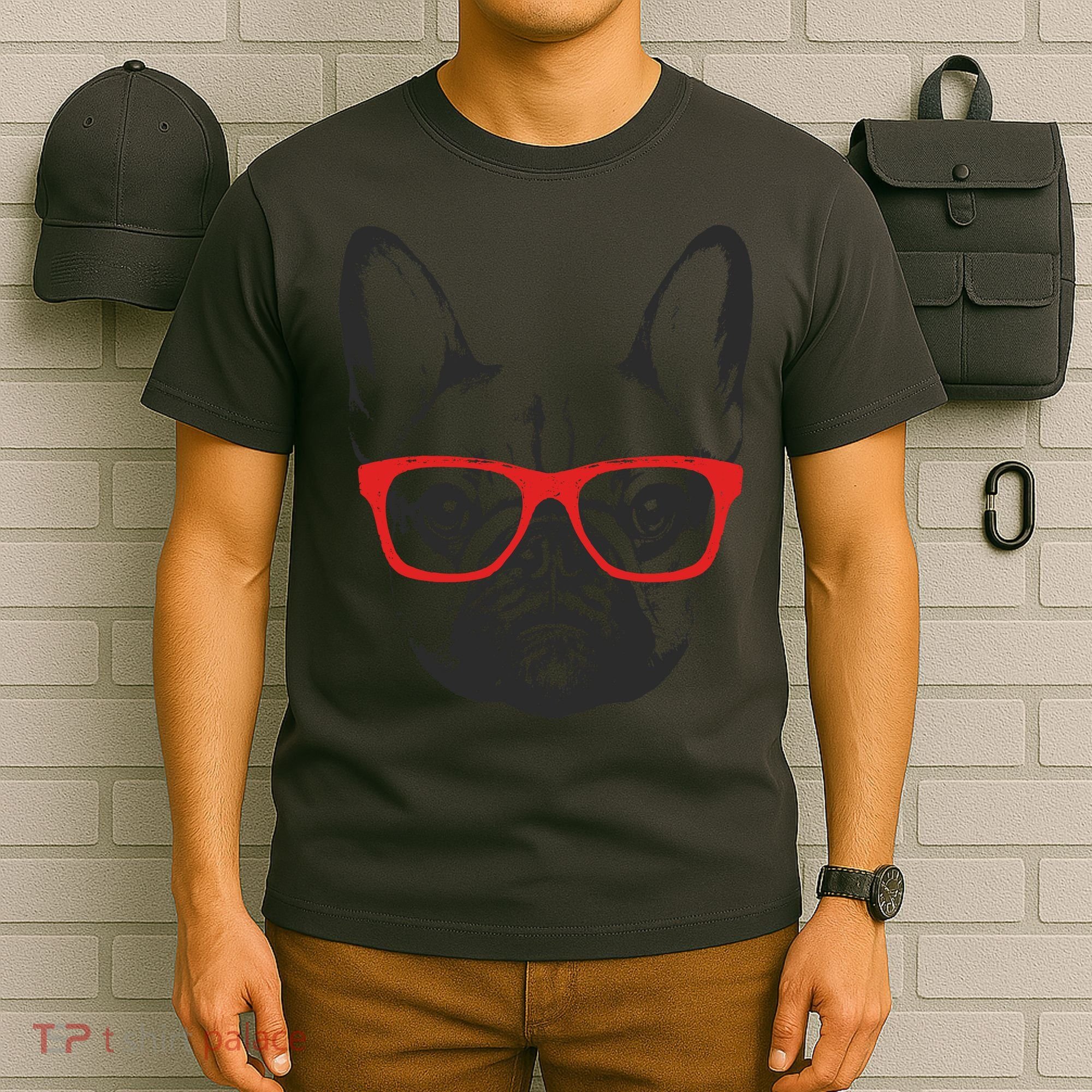 Portrait of French Bulldog with glasses T-Shirt