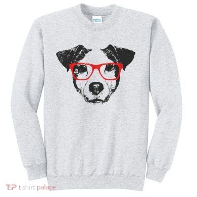 Portrait of Jack Russell with glasses Sweatshirt
