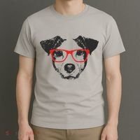 Portrait of Jack Russell with glasses T-Shirt thumb 3