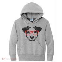 Portrait of Jack Russell with glasses Kids Hoodie thumb 0