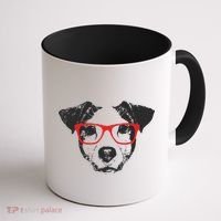 Portrait of Jack Russell with glasses Coffee Mug thumb 1