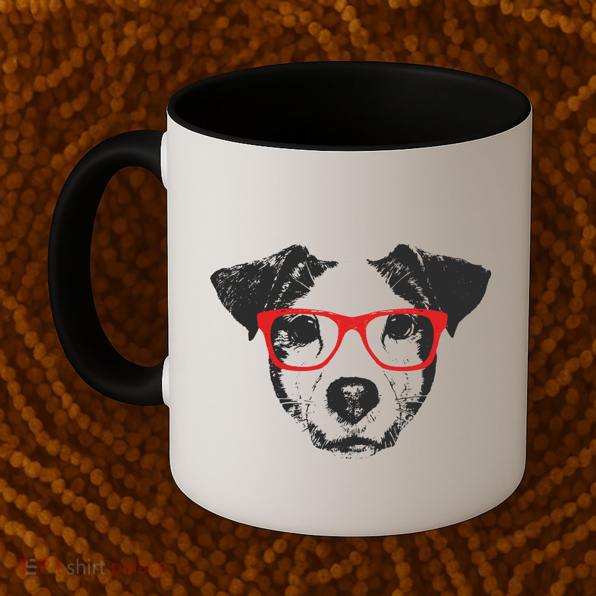 Portrait of Jack Russell with glasses Coffee Mug