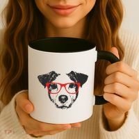 Portrait of Jack Russell with glasses Coffee Mug thumb 3