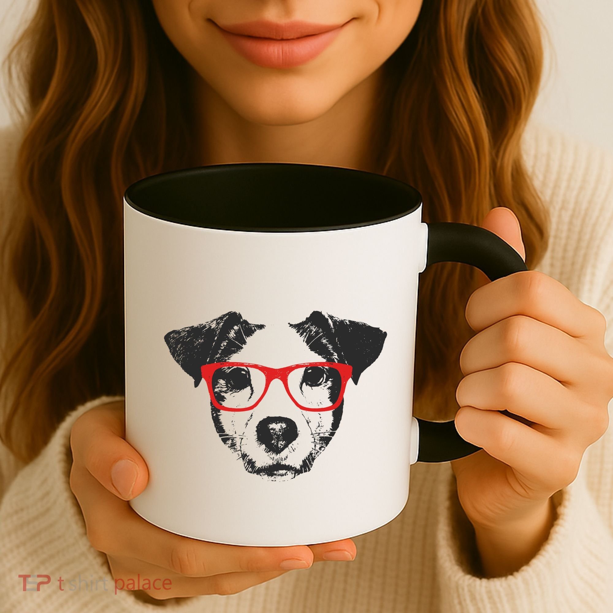 Portrait of Jack Russell with glasses Coffee Mug
