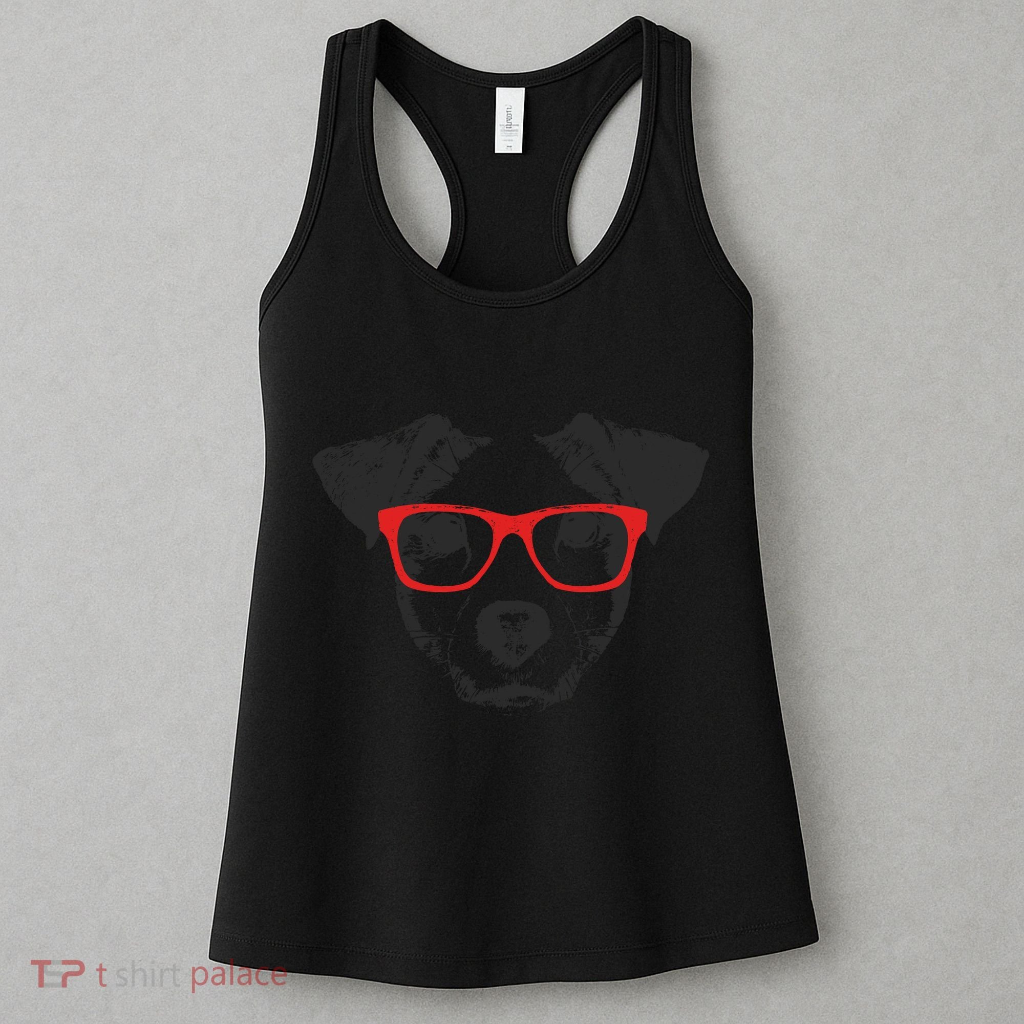Portrait of Jack Russell with glasses Women's Tank Top