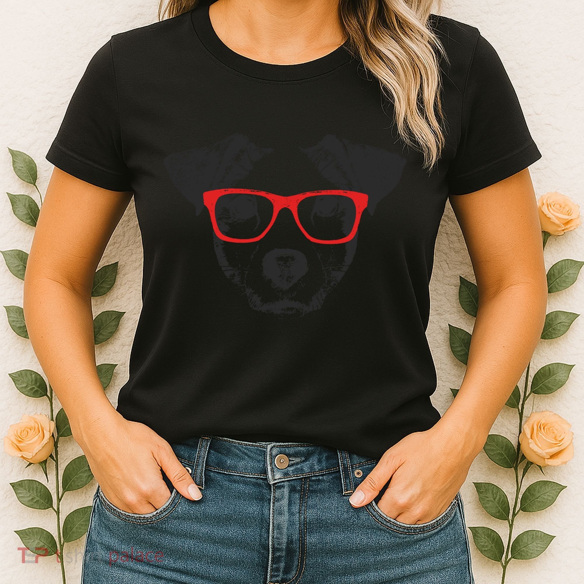 Portrait of Jack Russell with glasses Women's T-Shirt